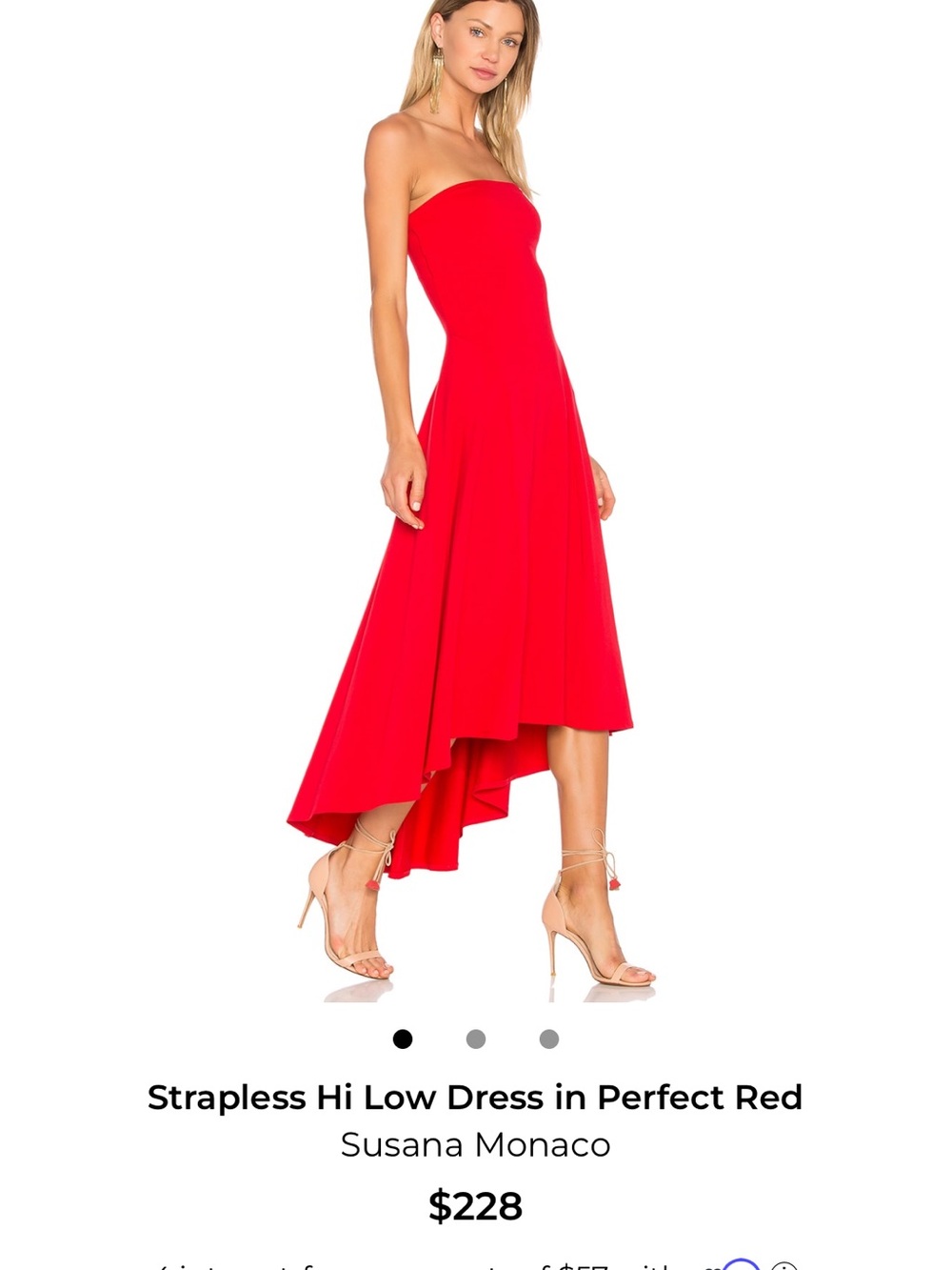 Susana Monaco Strapless Hi-Low Dress in Bright Red